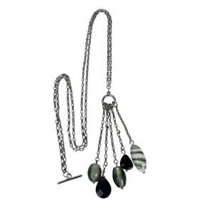 Lia Sophia Y Necklace Myth Dangle Lariat Drop Art Glass Beaded Tassel Fashion